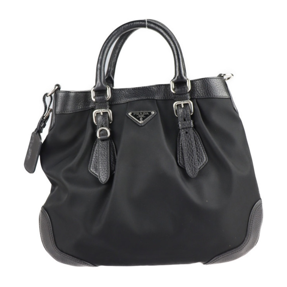 PRADA Prada handbag BN1226 nylon leather black 2WAY shoulder bag tote shopping